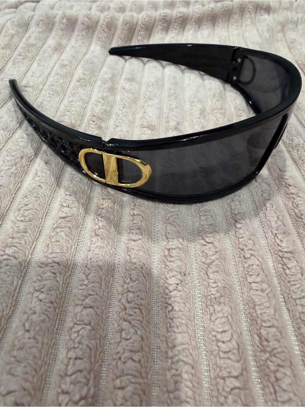 & Other Stories Black Shield Visor Sunglasses with Gold Accent